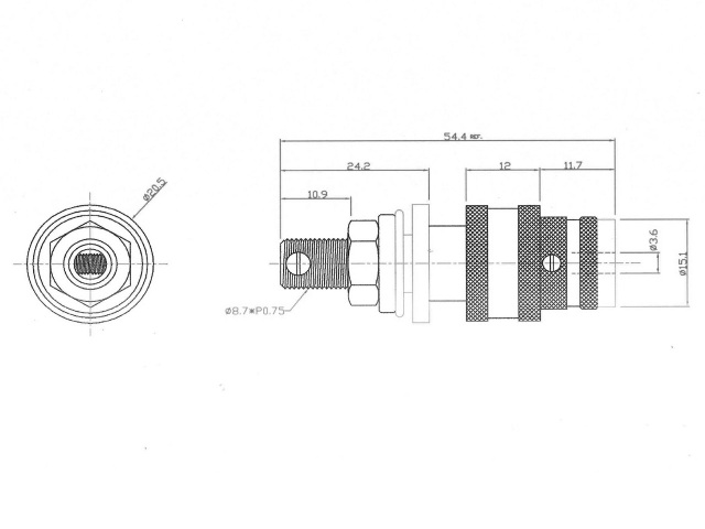 CP-236-1　スピーカー端子　取付穴寸法11.5mm　赤,黒あり