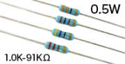 AMRT 0.5W [1.0K-91KΩ] オーディオ用カーボン被膜抵抗器 E24系列