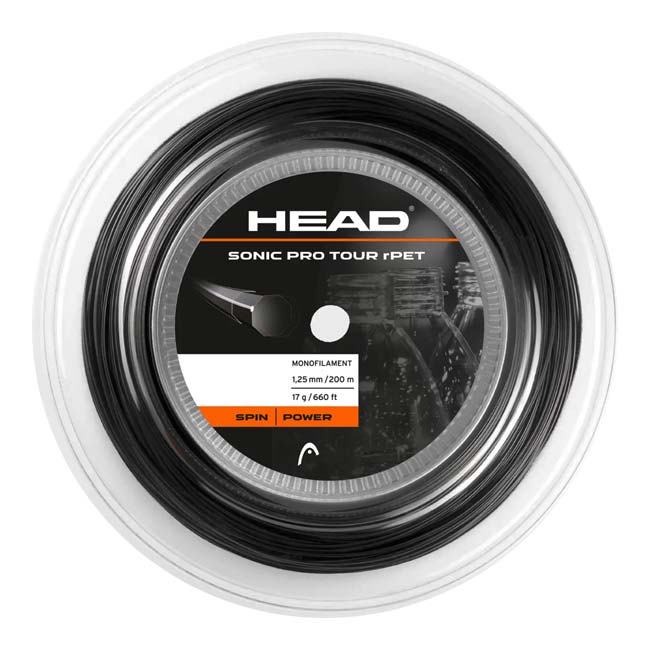 ヘッド(HEAD) Sonic Pro Tour rPET ソニックプロツアーrペット 1.25／1.30mm 200mロール 硬式テニス ポリエステルガット 281122 ブラック(25y11m)