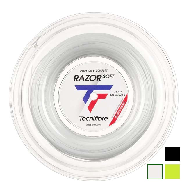 テクニファイバー(Tecnifibre) RAZOR SOFT レーザーソフト (120／125／130) 200Mロール 硬式テニス ポリエステルガット 04RRAS-カーボン(23y4m)