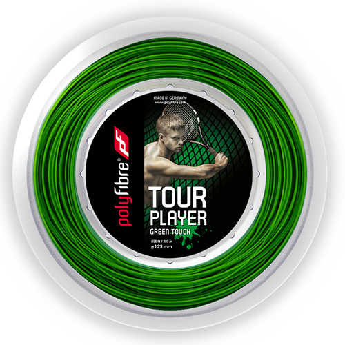 ポリファイバー ツアー プレイヤー グリーンタッチ(1.23mm)200Mロール 硬式テニスガット ポリエステルガット(Polyfibre Tour Player 17／1.23 String Green Touch)(15y8m)
