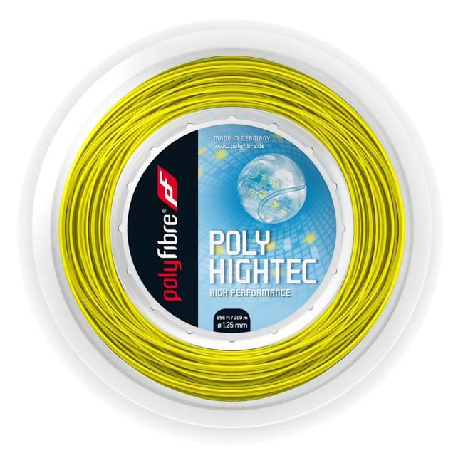 ポリファイバー(Polyfibre) ポリハイテック 1.10／1.15／1.20／1.25／1.30mm イエロー 200Mロール 硬式テニス ポリエステルガット(26y4m)