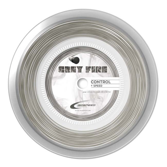 イソスピード(Isospeed) GREY FIRE グレーファイア 1.25mm／1.30mm 200Mロール 硬式テニス ポリエステルガット(25y12m)