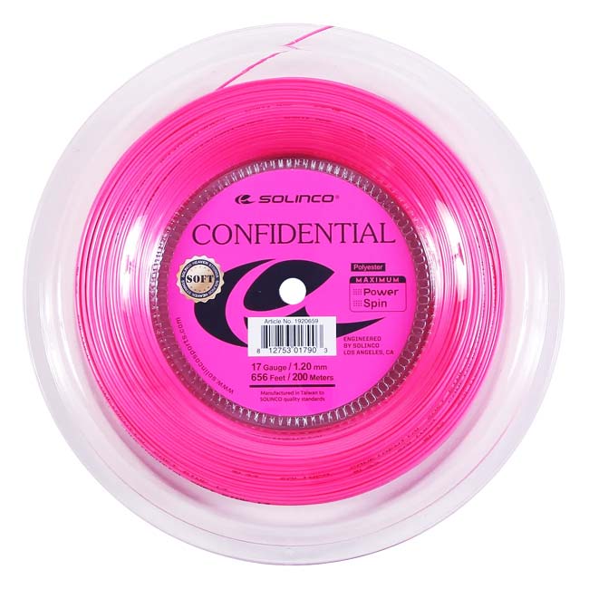 ソリンコ(SOLINCO) CONFIDENTIAL SOFT コンフィデンシャルソフト ピンク 1.15／1.20／1.25／1.30mm 200Mロール 硬式テニスガット ポリエステルガット(26y4m)