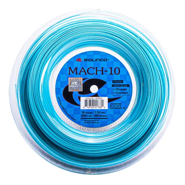 ソリンコ(SOLINCO) Mach-10 マッハ10 セルリアンブルー (1.15／1.20／1.25／1.30mm) 200mロール 硬式テニス ポリエステルガット(25y5m)