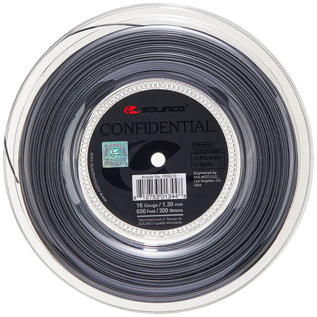 ソリンコ(SOLINCO) コンフィデンシャル(1.15／1.20／1.25／1.30mm) 200Mロール 硬式テニスガット ポリエステルガット-ダークシルバー(20y2m)