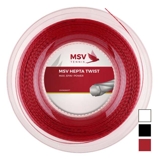 MSV(エムエスブイ) HEPTA TWIST ヘプタ ツイスト 1.15／1.20／1.25／1.30mm 200Mロール 硬式テニス ポリエステルガット(26y4m)