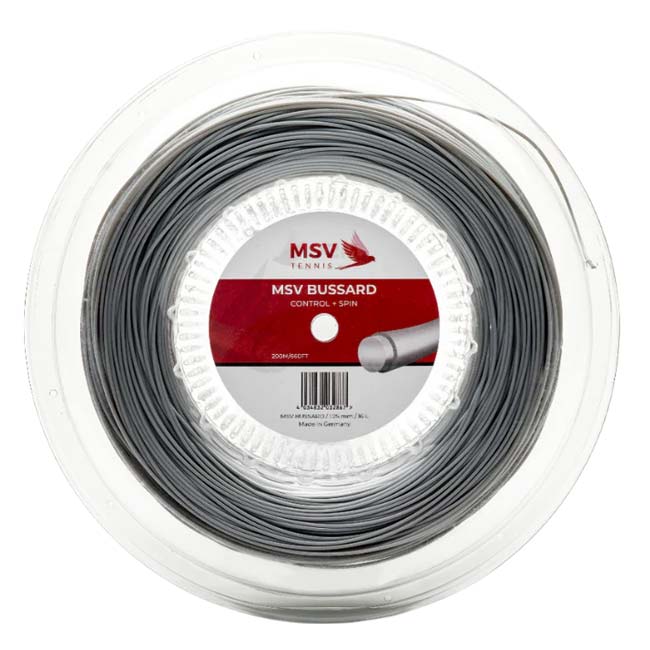 MSV(エムエスブイ) BUSSARD バザード 1.20／1.25／1.30mm シルバー 200Mロール 硬式テニス ポリエステルガット(26y4m)