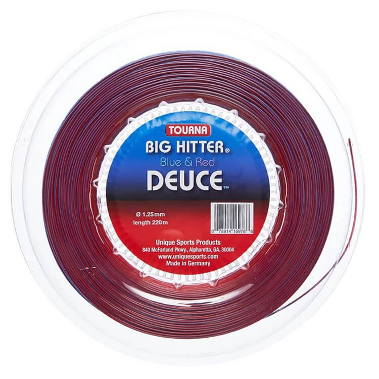 TOURNA(トーナ) ビッグヒッター デュース DEUCE ブルー＆レッド 17(1.25mm)／16(1.30mm)220Mロール 硬式テニス ポリエステルガット (19y10m)