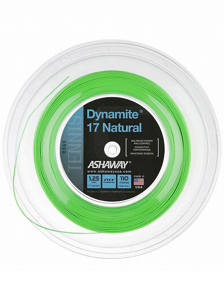 アッシャウェイ(Ashaway) ダイナマイト17ナチュラル(1.25mm) グリーン 110Mロール 硬式テニス マルチフィラメントガット(17y9m)