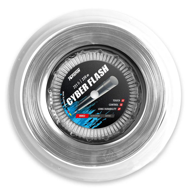 トップスピン サイバー フラッシュ(1.20mm／1.25mm／1.30mm) 220Ｍロール 硬式テニス ポリエステルガット(Topspin Cyber Flash)(16y10m)