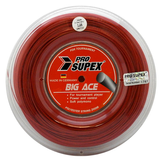 プロスペックス(PRO SUPEX) ビッグエース レッド (1.22mm／1.25mm／1.28mm) 200mロール 硬式テニス ポリエステルガット (20y7m)