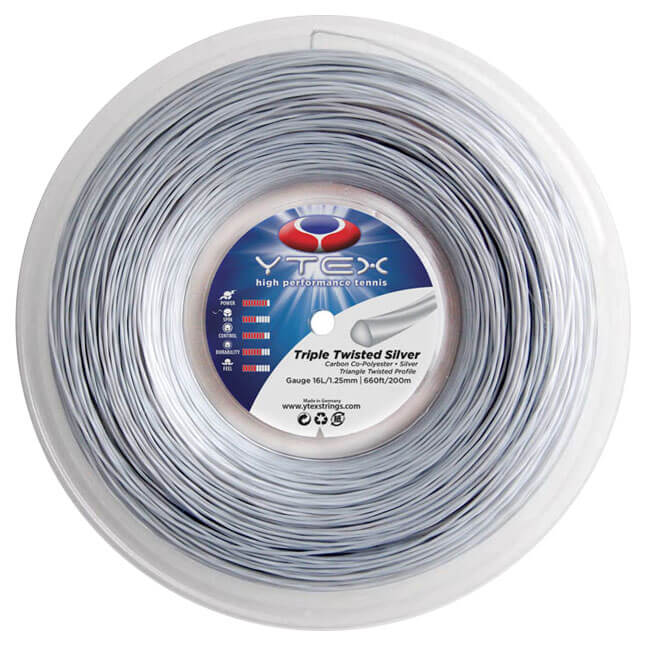 YTEX(ワイテックス) トリプルツイスティッド シルバー 1.25mm 200Mロール 硬式テニス ポリエステルガット (19y6m)