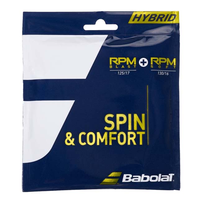 「単張パッケージ品」バボラ(Babolat) HYBRID RPM BLAST (1.25mm) ＋ RPM SOFT (1.30mm) 硬式テニス ハイブリッドガット 281039／200583-BK×グレー(23y3m)