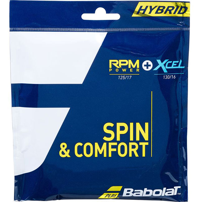 [単張パッケージ品]バボラ(Babolat) HYBRID ハイブリッド RPM POWER アールピーエム パワー (1.25mm) + XCEL エクセル (1.30mm) 281038-100(20y7m)