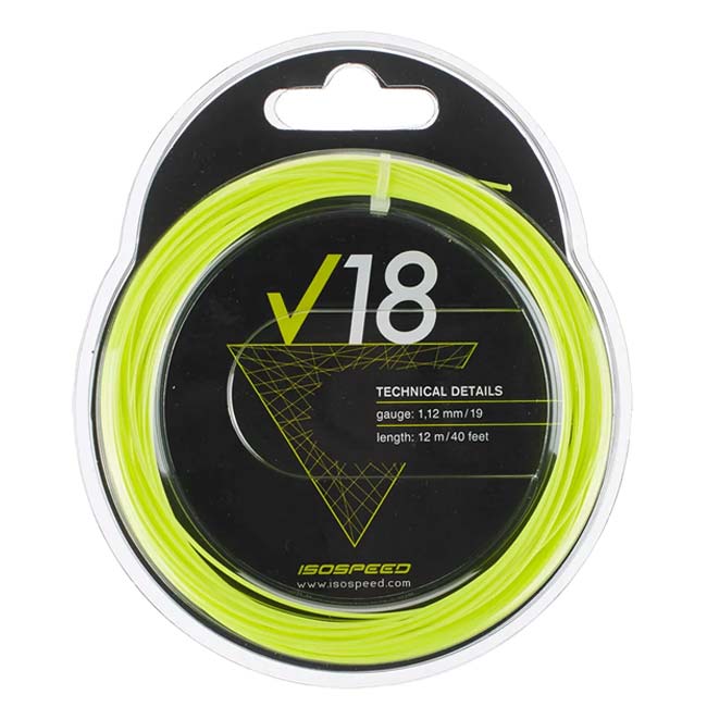 【単張パッケージ品】イソスピード(Isospeed) タッチポリ V18 ブイ18 1.12mm／1.17mm 硬式テニス ポリエステルガット(25y12m)