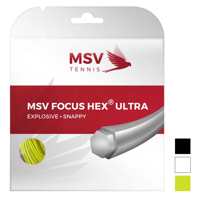 【単張パッケージ品】MSV(エムエスブイ) Focus HEX ULTRA フォーカスヘックスウルトラ 1.10／1.15／1.20／1.25／1.30mm 硬式テニス ポリエステルガット(26y4m)