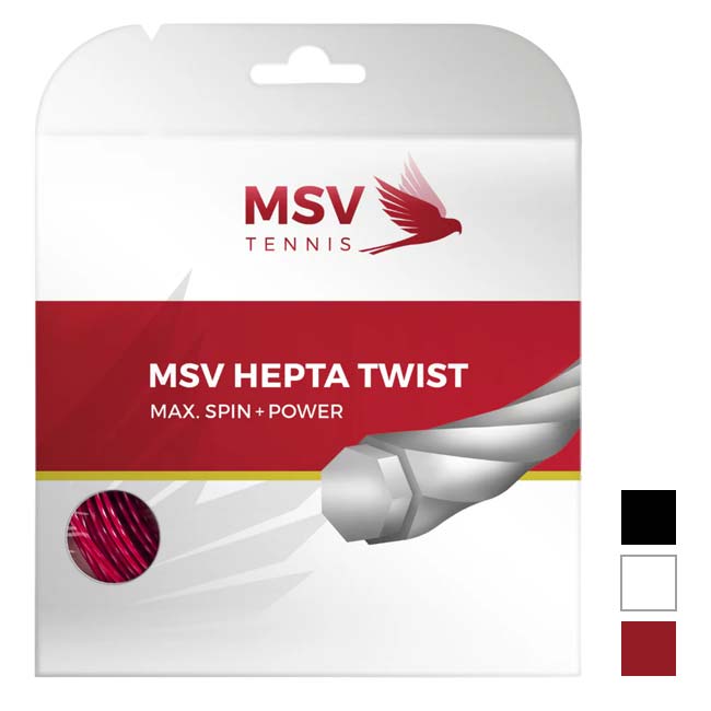 【単張パッケージ品】MSV(エムエスブイ) HEPTA TWIST ヘプタ ツイスト 1.15／1.20／1.25／1.30mm 硬式テニス ポリエステルガット(26y4m)