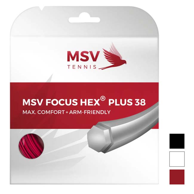 【単張パッケージ品】MSV(エムエスブイ) Focus HEX Plus38 フォーカスヘックス プラス38 1.15／1.20／1.25／1.30mm 硬式テニス ポリエステルガット(26y4m)
