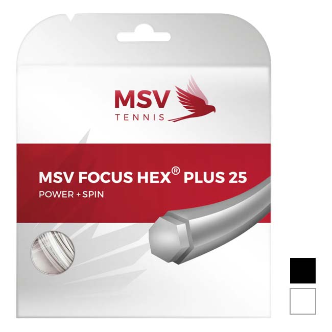 【単張パッケージ品】MSV(エムエスブイ) Focus HEX Plus25 フォーカスヘックス プラス25 1.20／1.25／1.30mm 硬式テニス ポリエステルガット(26y4m)