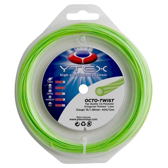 [単張パッケージ品]YTEX(ワイテックス) オクトツイスト グリーン 1.28mm 12M 硬式テニス ポリエステルガット (19y6m)