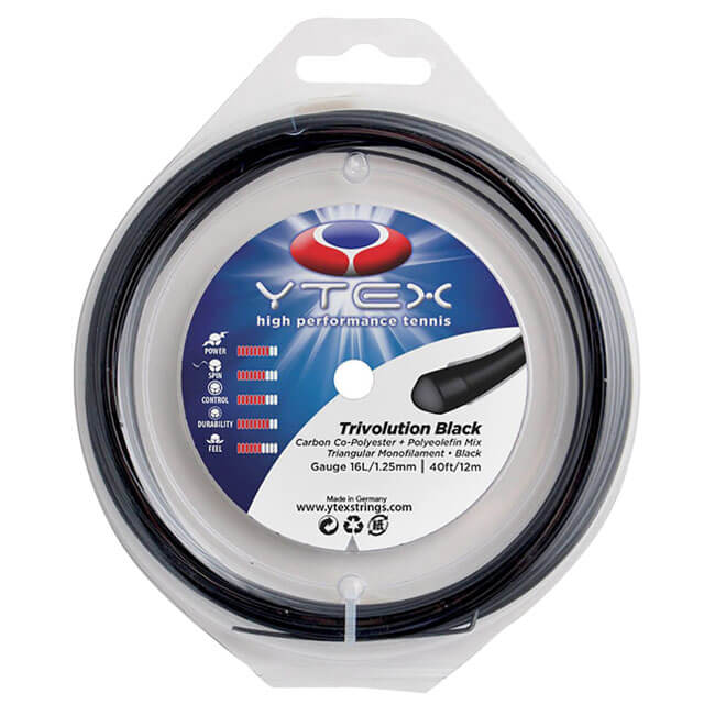 [単張パッケージ品]YTEX(ワイテックス) トライボリューション ブラック 1.25mm 12M 硬式テニス ポリエステルガット (19y6m)