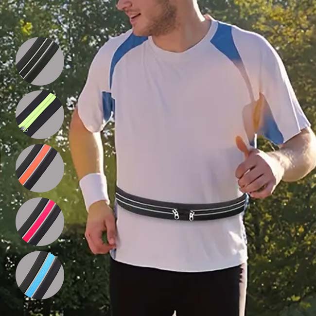 「大切な貴重品をしっかり収納」「盗難防止」 ランニングポーチ スポーツウエストバッグ 貴重品入れ 2ポケット仕様 防水 TE049987(24y7m)