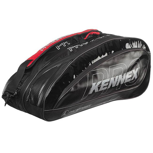 「６本収納」プロケネックス(ProKennex) 6pack サーモバッグ ラケットバッグ テニスバッグ AYBG1509-1 ブラック×レッド(21y9m)