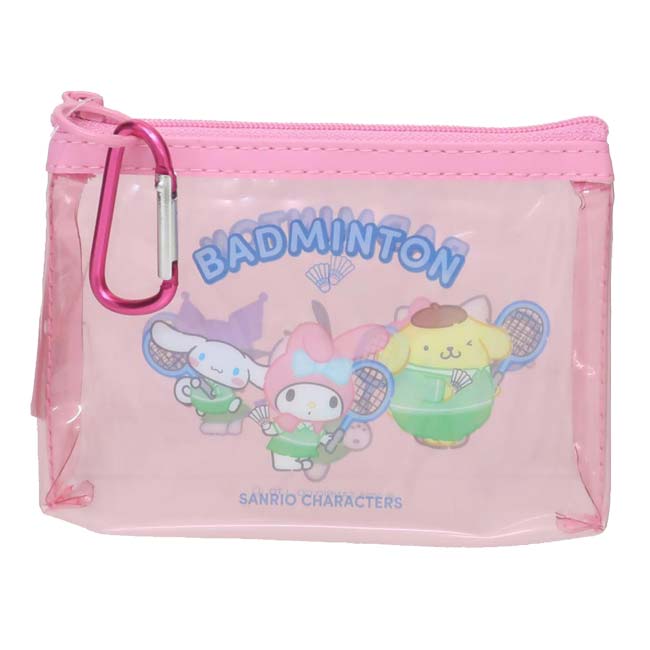 【透け感がかわいい】サンリオ(Sanrio) サンリオキャラクターズ カラビナ付きミニポーチ バドミントン部 部活 小物入れ アクセサリポーチ 305718(25y5m)