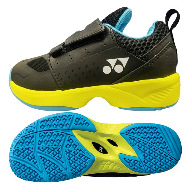 売切り終了！ヨネックス(YONEX) 2024 ジュニア パワークッション GC ローカット オムニクレーコート用テニスシューズ SHTJR2GC-763 ブラック×ライム(24y2m)