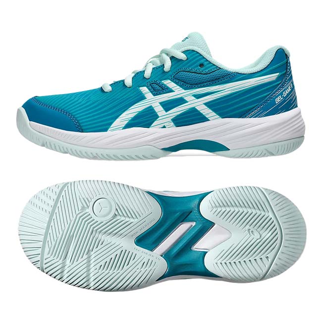アシックス(Asics) ジュニア GEL-GAME 9 ゲルゲーム 9 GRADE SCHOOL オールコート用テニスシューズ 1044A052-406ティールブルー×WH(24y12m)