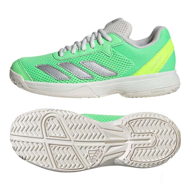 アディダス(adidas) ジュニア COURTFLASH K コートフラッシュK AC オールコート用 ジュニアテニスシューズ JH5124 Pティール×シルバーM(25y9m)