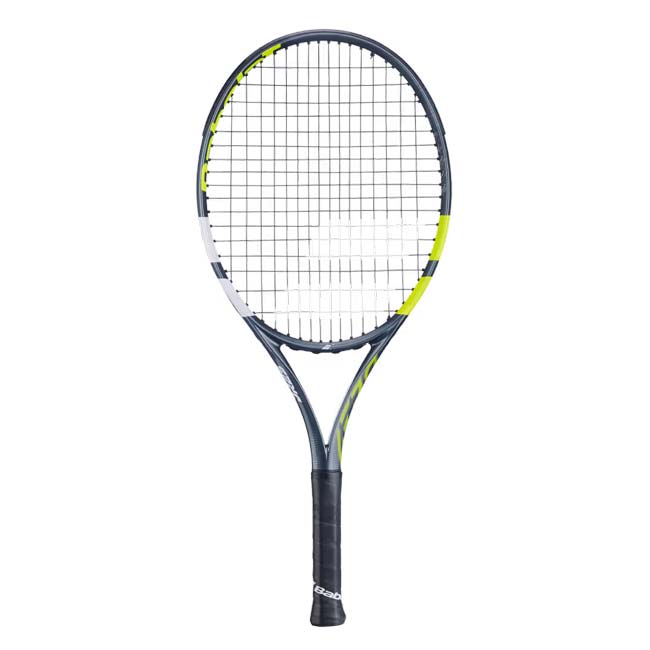 グラファイトコンポジット】バボラ(Babolat) 2026 AERO アエロ JR25 (225g) 海外正規品 硬式テニスジュニアラケット 140517-100 グレー×Fイエロー(26y3m)[NC]