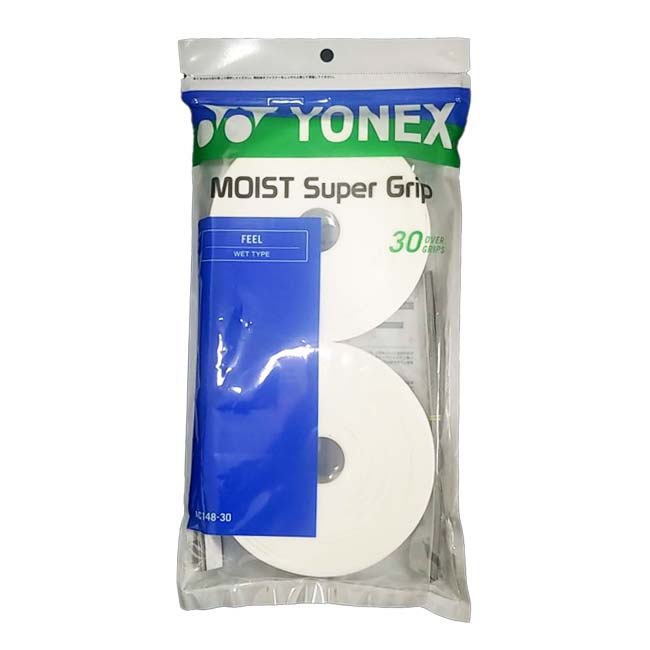 「ウエットタイプ30本入り」ヨネックス(YONEX) モイストスーパーグリップ 長尺対応 オーバーグリップテープ AC148-30-011 ホワイト(23y9m)