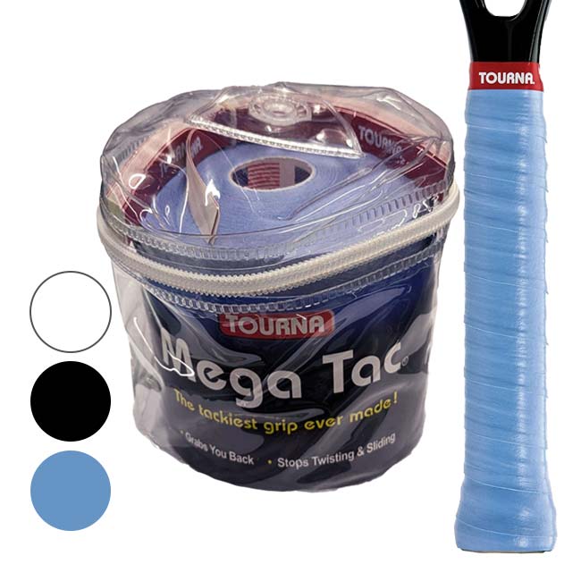 【ウェットタイプ】トーナ(Tourna) MEGA TAC メガタック トーナグリップ 103cm×29mm 30本入りグリップテープ エンドテープロゴ入りカットタイプ ビニールケース付き MT-30XL(24y10m)