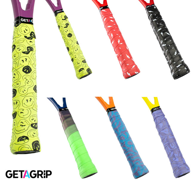 【ウェット1本入】GET A GRIP(ゲットアグリップ) デザインC テニス カスタム オーバーグリップテープ ウェットタイプ (25y12m)