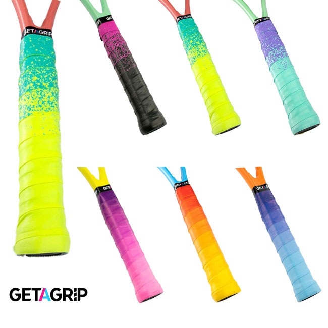 【ウェット1本入】GET A GRIP(ゲットアグリップ) デザインA テニス カスタム オーバーグリップテープ ウェットタイプ (25y12m)
