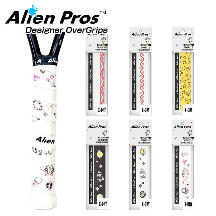 [ドライ1本入]Alien Pros(エイリアン プロス) デザイナー テニス グリップテープ  ドライ タイプ X-DRY PLUS XD-TE-1(19y10m)