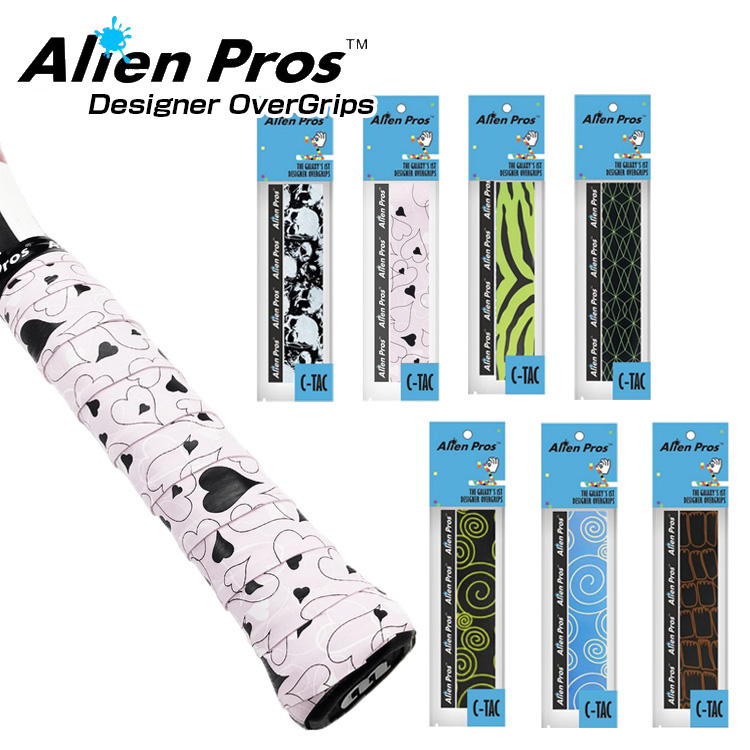 [ウェット1本入]Alien Pros(エイリアン プロス) デザイナー テニス グリップテープ ウェット タイプ C-TAC CT-TE-1(19y10m)
