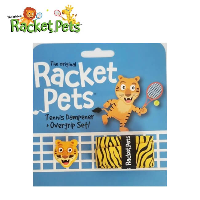 Racket Pets(ラケットペット) タイガー ダンプナー ＆ オーバーグリップテープ ドライタイプ 振動止め アニマル どうぶつ 動物 トラ 虎 (21y4m)