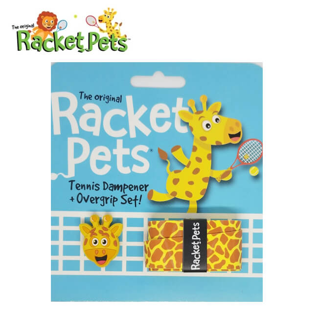 Racket Pets(ラケットペット) ジラフ ダンプナー ＆ オーバーグリップテープ ドライタイプ 振動止め アニマル どうぶつ 動物 キリンさん (21y4m)
