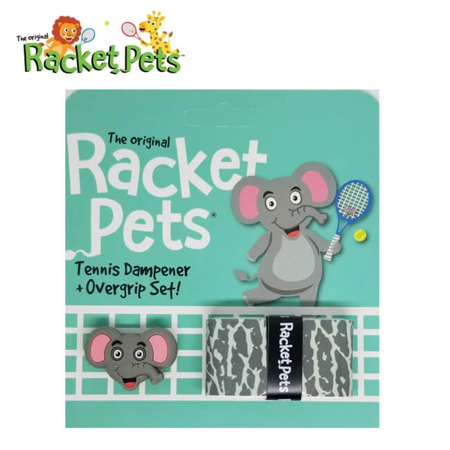 Racket Pets(ラケットペット) エレファント ダンプナー ＆ オーバーグリップテープ ウェットタイプ 振動止め アニマル どうぶつ 動物 ぞうさん (21y4m)
