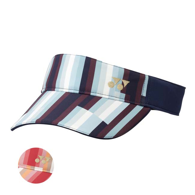売切り終了！ヨネックス(YONEX) 2023 レディース ロゴ刺繍入り ストライプ柄 サンバイザー　日よけ 40086(23y2m)