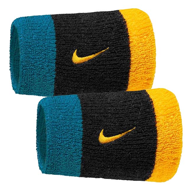 【2個組】ナイキ(NIKE) ユニセックス Swoosh スウッシュ クラシック ダブルワイド リストバンド 2P BN4000-047 BK×グリーンA×Uゴールド(26y7m)