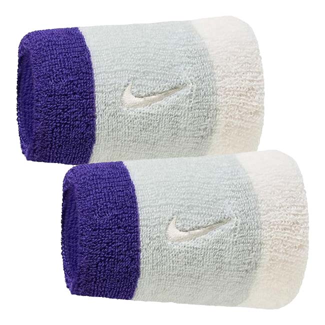 【2個組】ナイキ(NIKE) ユニセックス Swoosh スウッシュ クラシック ダブルワイド リストバンド 2P BN4000-043 Lシルバー×Dコンコルド×S(26y7m)