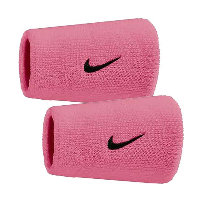 【2個組】ナイキ(NIKE) ユニセックス Swoosh スウッシュ クラシック ダブルワイド リストバンド BN4000-618 ピオニー×ブラック(26y1m)