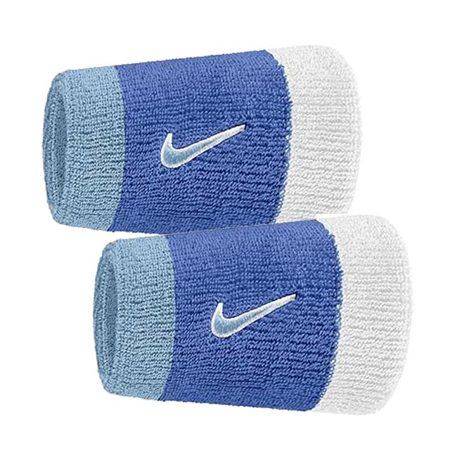 【2個組】ナイキ(NIKE) ユニセックス Swoosh スウッシュ クラシック ダブルワイド リストバンド BN4000-432 コメットブルー×Sホワイト(26y1m)