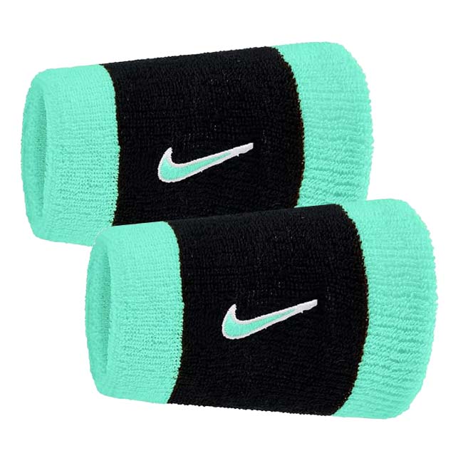 ナイキ(NIKE) ユニセックス Swoosh スウッシュ クラシック ダブルワイド リストバンド BN4000-087 ブラック×Bターコ(25y10m)