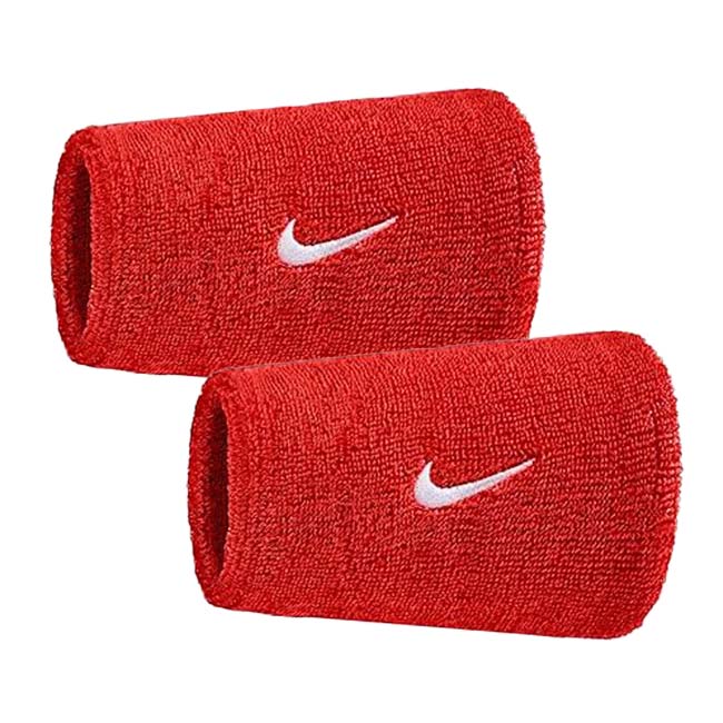 【2個組】ナイキ(NIKE) ユニセックス Swoosh スウッシュ クラシック ダブルワイドリストバンド BN4000-610 ユニバーシティレッド×WH(25y7m)