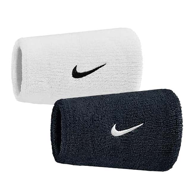 【2個組】ナイキ(NIKE) ユニセックス Swoosh スウッシュ クラシック ダブルワイドリストバンド BN4000-036 ブラック×ホワイト×BK(25y7m)